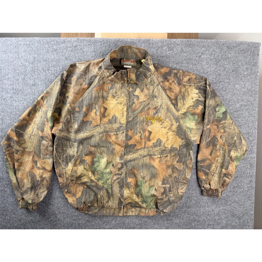 Vintage ScentLok Savanna Jacket XL Camo Advantage Timber USA Made Y2K Hunting
